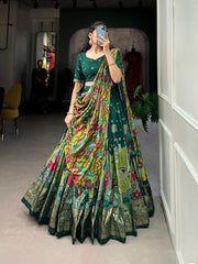 Southern Grace Tussar Silk Kalamkari Printed Lehenga Choli