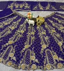Party-wear Purple Tubby Silk Coding Sequins Work Lehenga Choli
