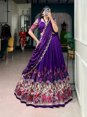 Beautiful Tasar Silk Kalamkari Printed Lehenga Choli