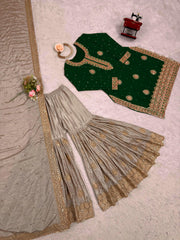 Festival Special Chinon Silk Coding Sequence With Pearl Work Suit