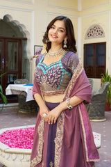 Wedding Special Georgette Embroidery Sequence & Thread Work Lehenga Choli