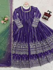 Beautiful Georgette Thread With Sequence Work Top Lehenga With Dupatta