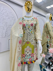 Partywear Designer Georgette Real Mirror & Hand Work Suit
