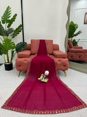 Beautiful Designer Georgette Thread With Sequence Work Saree