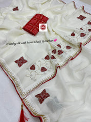 Festive Special Crunchy Silk With Bandhani & Jarkan Embroidery Work Saree