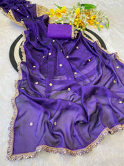 Party-wear Rangoli Silk Embroidery Sequence Work Saree