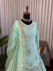 Party-wear Japan Satin Thread With Sequence Work Sharara