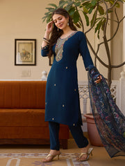 Beautiful Viscose Chanderi Embroidery With Beads Work Dress