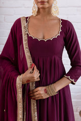 Beautiful Trendy Vichitra Silk Beads Work Anarkali Gown