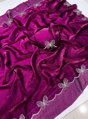 Trending Butterfly Border Rich Space Silk Saree