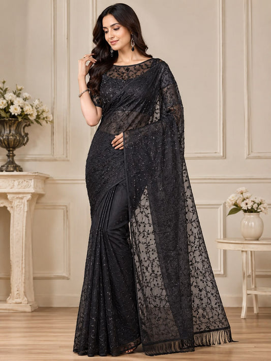Bollywood Blockbuster Georgette Sequins & Embroidery Work Saree