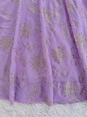 Ethnic Style Lavender Colour Georgette Foil Work Gown