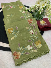 Party-wear Multi Color Patch Work Handwork Designer Saree