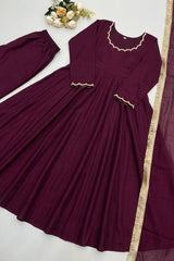 Beautiful Trendy Vichitra Silk Beads Work Anarkali Gown