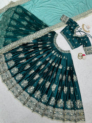 Attractive Japan Satin Thread Sequence Work Lehenga Choli
