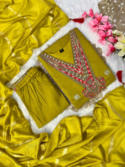 Beautiful Roman Silk Embroidery With Sequence Work Dress