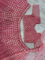 Pretty Pink Designer Net Embellished With Embroidery Work Lehenga Choli