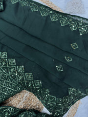Party-wear Soft Rangoli Silk Sequence & Embroidery Work Saree