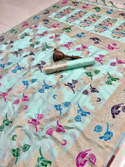 Beautiful Pure Heavy Silk Weaving Minakari Work Pallu Saree