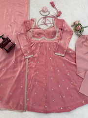 Festive Season Special Red Georgette Thread With Sequence Work Gown