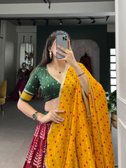 Adorable Tusser Silk Printed With Foil Work Lehenga Choli