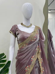 Stunning Fendy Silk Intricate Thread Embroidery Work Saree