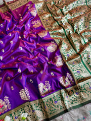 Royal Peshwai Bomkai Paithani Intricate Golden Peacock Motifs Designer Saree