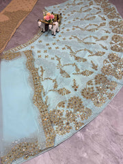 Beautiful Georgette Embroidery Sequins & Real Mirror Work Lehenga Choli