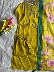 Beautiful Rayon Slub Beautiful Embroidery With Cotton Thread Work Dress