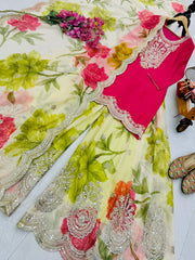 Party-wear Chinon Silk Codding Embroidery Sequence Work Suit