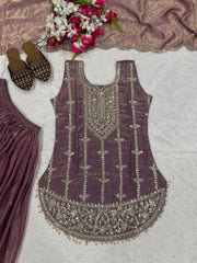Beautiful Fendy Silk Sequence Embroidery Work Sharara