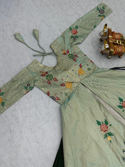 Wedding Special Satin Silk Embroidery Sequence Work Lehenga Choli