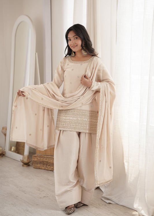 Beautiful Roman Silk Embroidery Sequence Zari Dori Work Sharara