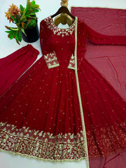 Party-wear Georgette Embroidery Work Gown