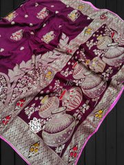 Beautiful Pure Dola Banarasi Silk Zari Weaving Work Saree