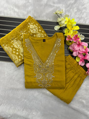 Beautiful Roman Silk Embroidery With Sequence Work Dress