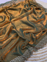 Beautiful Space Soft Silk Blooming With Zarkhan With Siroski Work Saree