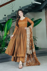 Designer Party-wear Gold Crazy Sharara Suit