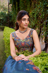 Classic Chanda Silk Plain With Sequins & Thread Embroidery Work Belt Lehenga Choli