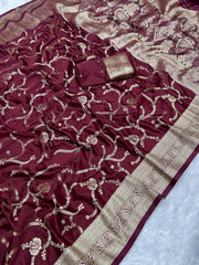 Beautiful Soft Banarasi Satin Silk Saree