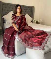Staring Pure Jimmy Choo Thread Work Saree