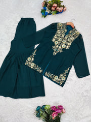 Tradition In Style With Georgette Multi-Thread Embroidery + Sequence Co-ord Set