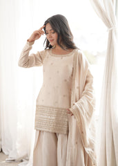 Beautiful Roman Silk Embroidery Sequence Zari Dori Work Sharara