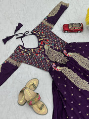 Festival Special Pure Vichitra Thread & Sequence Work Crop Top