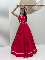 Navratri Special Cotton Handwork Real Coding & Mirror Work Lehenga With Stitched Blouse