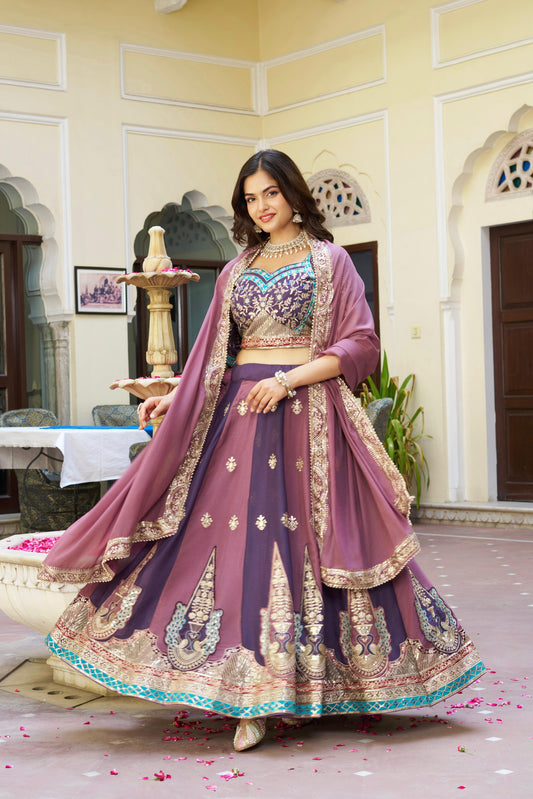 Wedding Special Georgette Embroidery Sequence & Thread Work Lehenga Choli