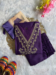 Beautiful Rayon Slub With Embroidery With Cotton Thread Work Dress
