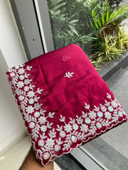 Party-wear Rangoli Silk Embroidery & Sequence Cutwork Border Saree