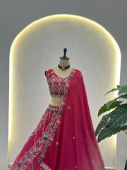 Wedding Special Chinon Peding Sequence & Thread Embroidery Work Lehenga Choli