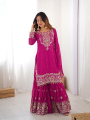Beautiful Party-wear Georgette Cording Dori Embroidery & Sequence Work Suit